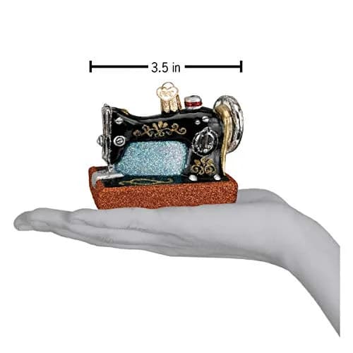 Old World Christmas Sewing Machine Tree Ornament | Vintage Hand-Painted Glass Decor (2.75 in) thumbnail 3