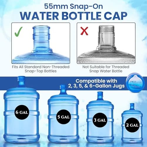 Water Bargain 3 & 5 Gallon Water Jug Caps - 10 Pack, USA Made | Spill-Proof, Airtight, Reusable thumbnail 4