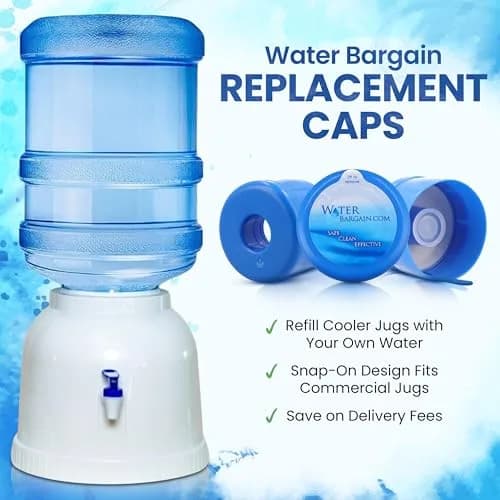 Water Bargain 3 & 5 Gallon Water Jug Caps - 10 Pack, USA Made | Spill-Proof, Airtight, Reusable thumbnail 6