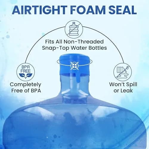 Water Bargain 3 & 5 Gallon Water Jug Caps - 10 Pack, USA Made | Spill-Proof, Airtight, Reusable thumbnail 2