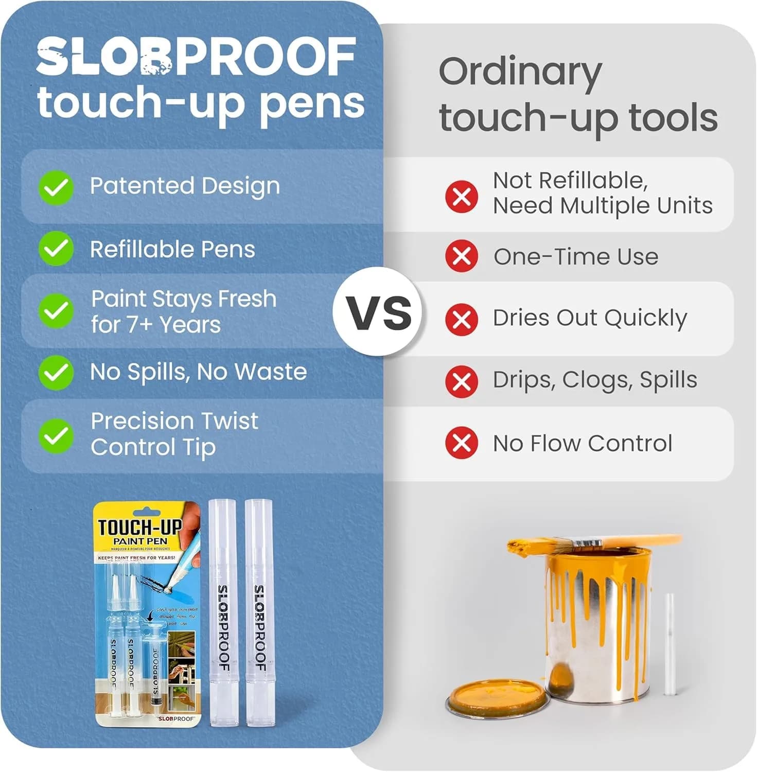 Slobproof Refillable Touch-Up Paint Pen, Pack of 2 - Precision Brush Tip | Mess-Free Tool for Small Areas - view 6