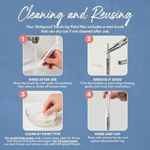 Slobproof Refillable Touch-Up Paint Pen, Pack of 2 - Precision Brush Tip | Mess-Free Tool for Small Areas thumbnail 7
