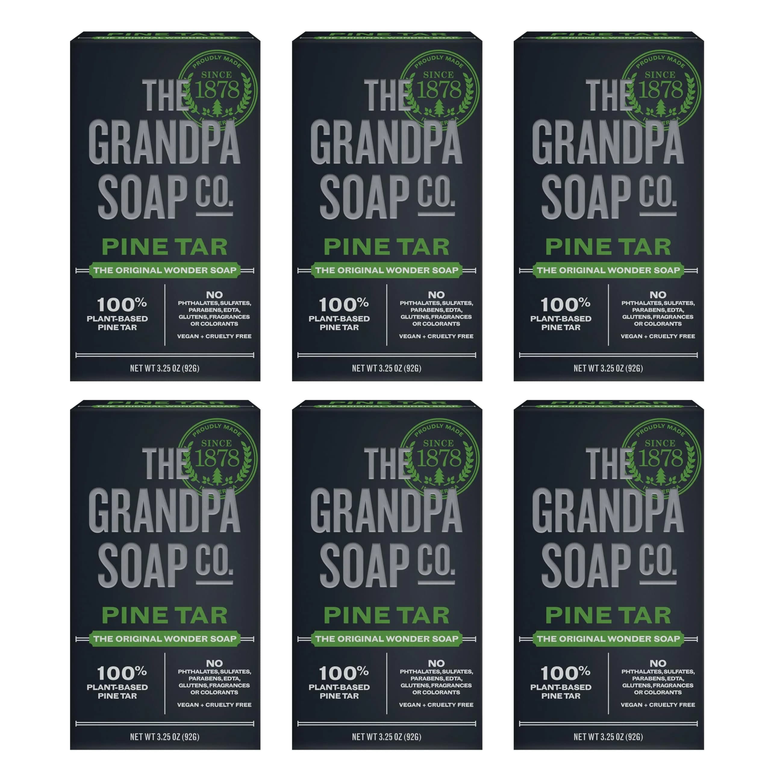 Grandpa's Pine Tar Bar Soap for Men 340g (12 oz) | 3-in-1 Cleanser, Deodorizer, Moisturizer for Sensitive Skin — 3.25 Ounce