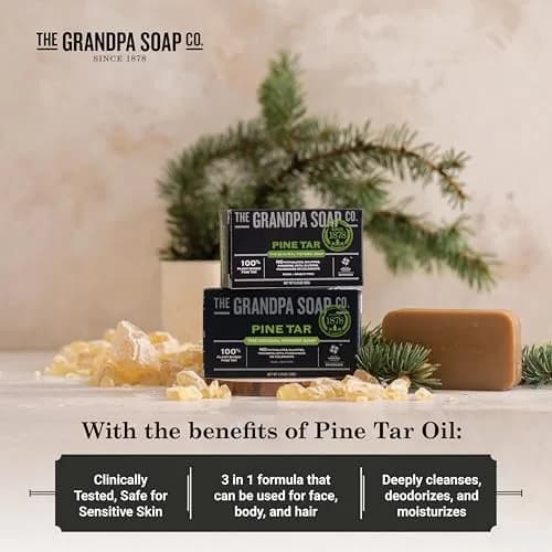 Grandpa's Pine Tar Bar Soap 195 oz (554 g) | 3-in-1 Cleanser Deodorizer Moisturizer for Sensitive Skin thumbnail 4