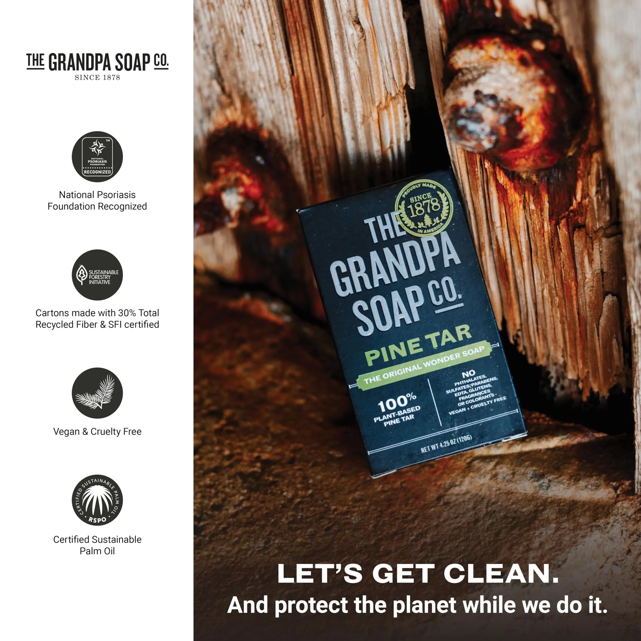 Grandpa's Pine Tar Bar Soap 195 oz (554 g) | 3-in-1 Cleanser Deodorizer Moisturizer for Sensitive Skin - view 6