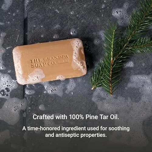 Grandpa's Pine Tar Bar Soap 195 oz (554 g) | 3-in-1 Cleanser Deodorizer Moisturizer for Sensitive Skin thumbnail 3