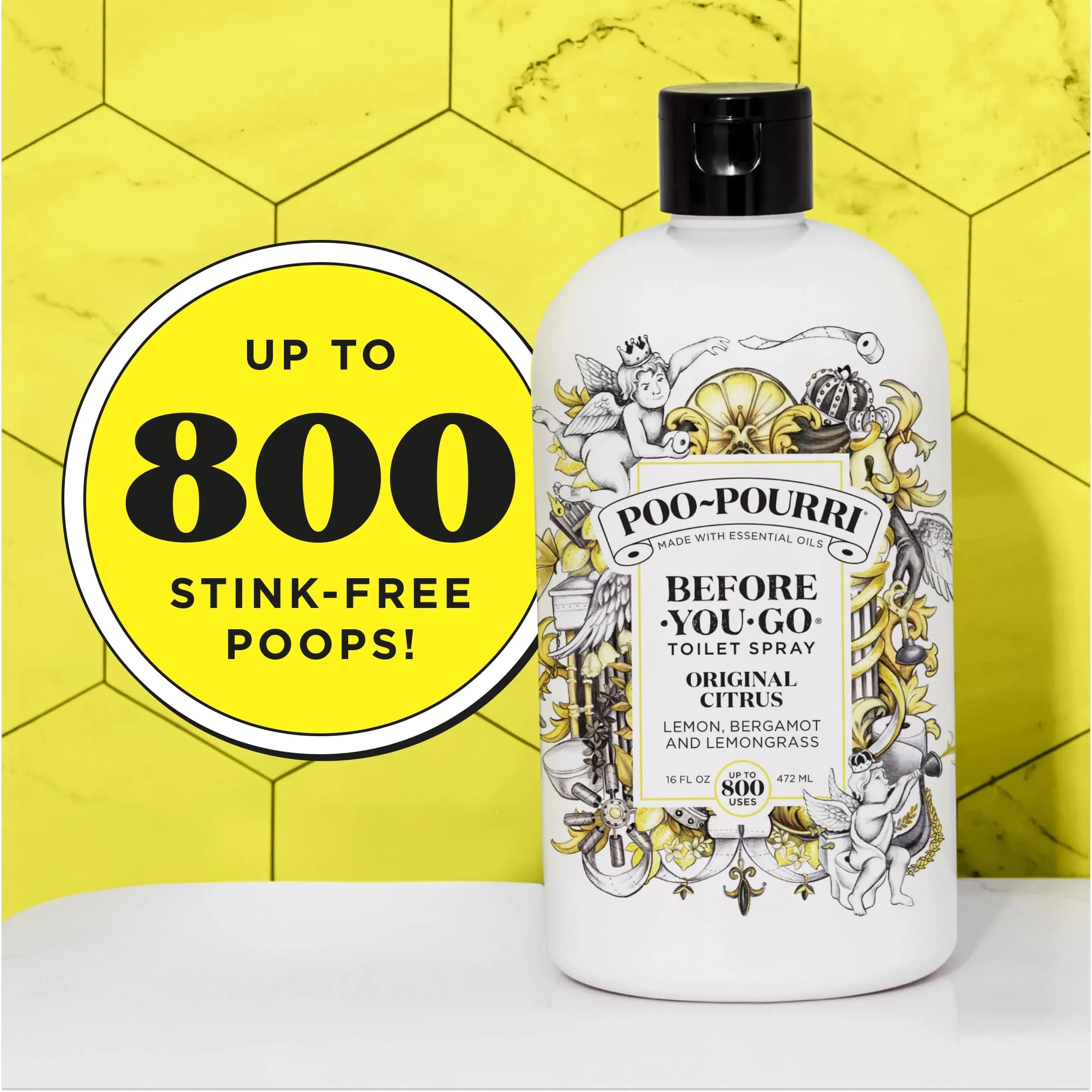 Poo-Pourri Before-You-Go Toilet Spray Refill, Original Citrus 473ml (16 Fl Oz) | Traps Odor Before It Begins - view 6