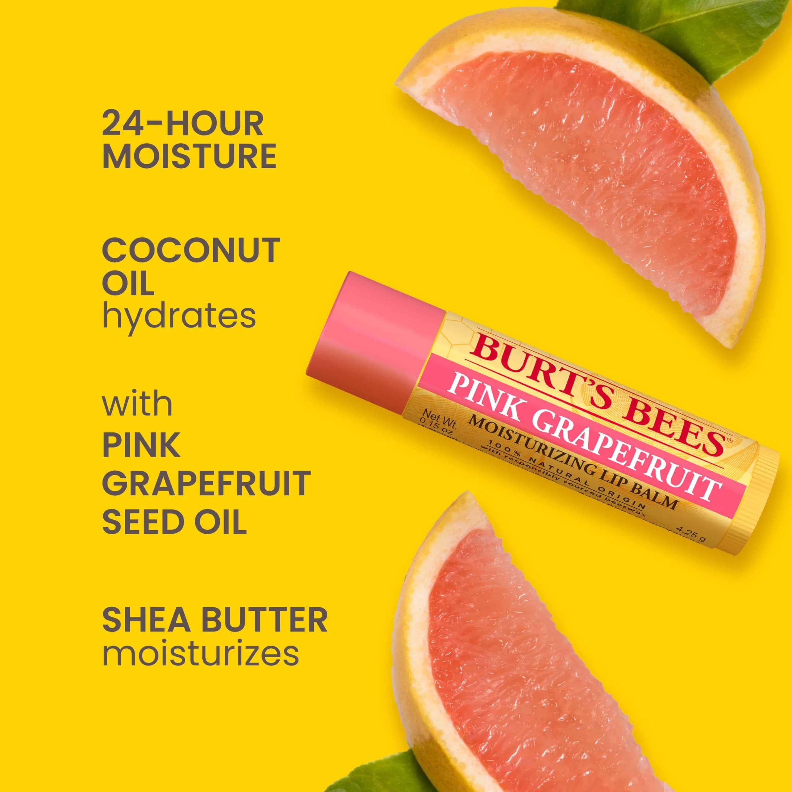 Burt's Bees Pink Grapefruit Tint-Free Lip Balm, 2 Count | Natural Conditioning Lip Treatment - view 2