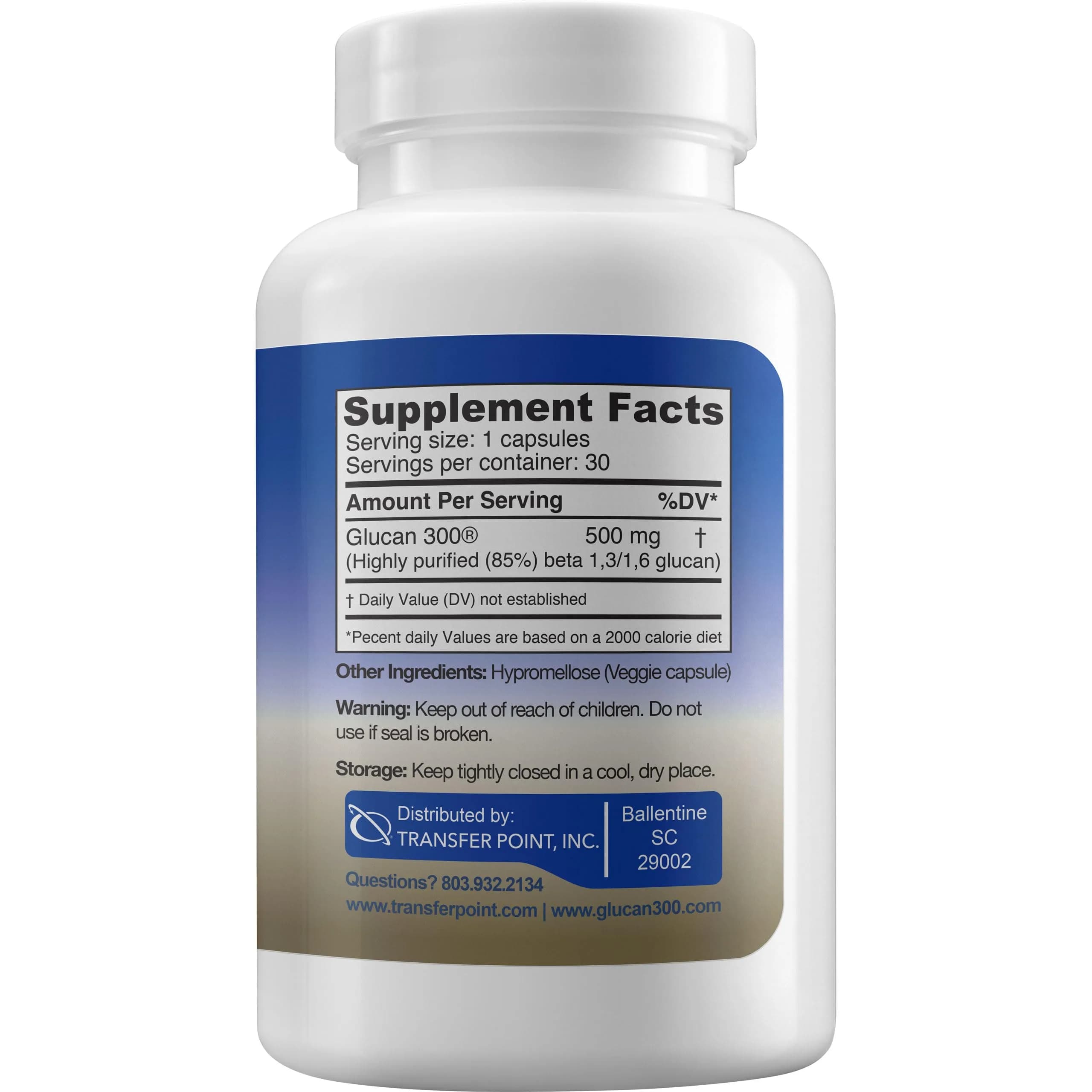 Transfer Point Beta 1,3D Glucan Immune Support Supplement 500 mg (30 Count) - view 6