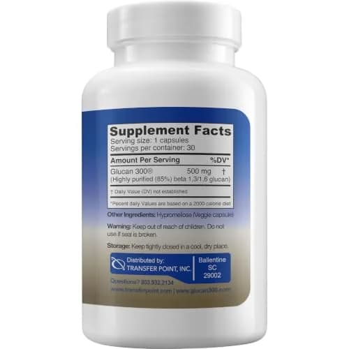 Transfer Point Beta 1,3D Glucan Immune Support Supplement 500 mg (30 Count) thumbnail 6