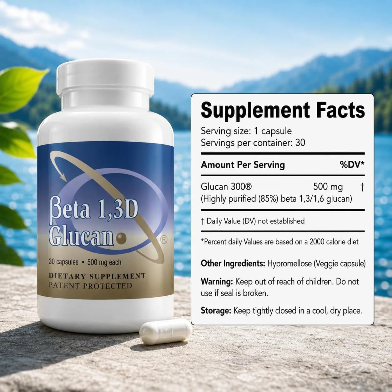 Transfer Point Beta 1,3D Glucan Immune Support Supplement 500 mg (30 Count) - view 3