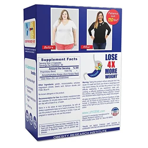 Lipozene Weight Loss Supplement Diet Pills 30 Count (Pack of 2) | Appetite Suppressant & Control thumbnail 2