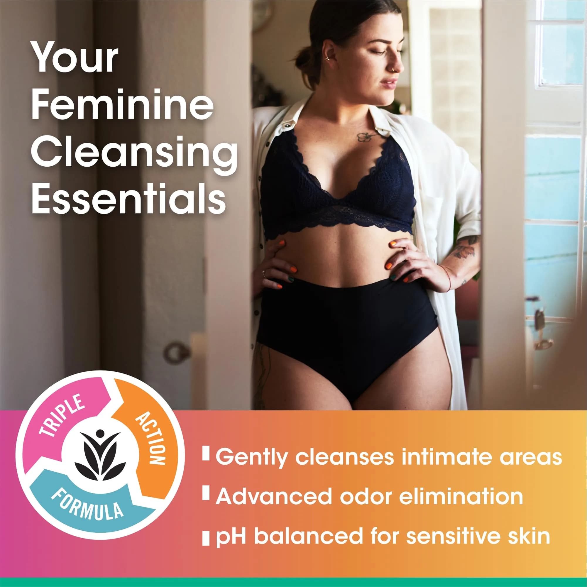 vH essentials pH Balanced Daily Feminine Wash 177ml (6 Fl Oz) | Gentle Cleansing with Tea Tree Oil & Prebiotics - view 2