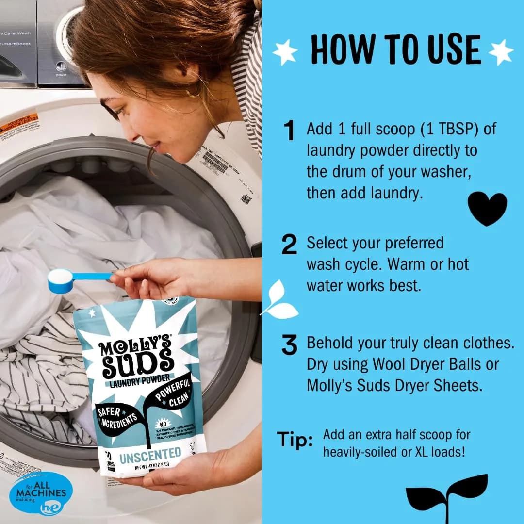 Molly's Suds Original Laundry Detergent Powder - Peppermint Scent, 120 Loads | Sensitive Skin Formula - view 5