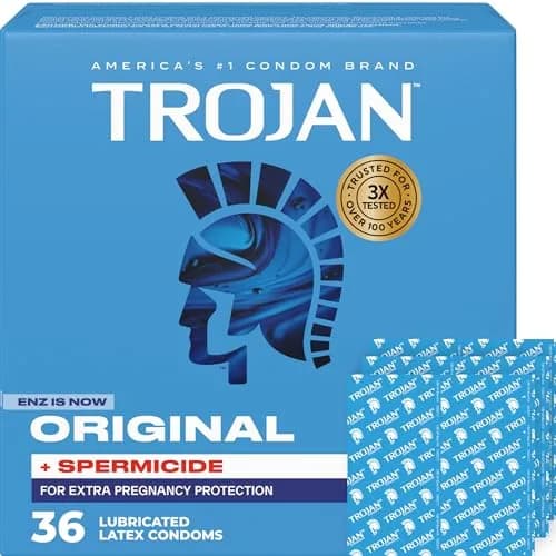 TROJAN ENZ Spermicidal Condoms 36 Count | Classic Protection with Added Spermicide thumbnail 1