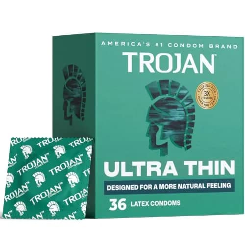 TROJAN Ultra Thin Condoms for Sensitivity, Lubricated, 36 Count | Natural Feeling & Trusted Protection thumbnail 1