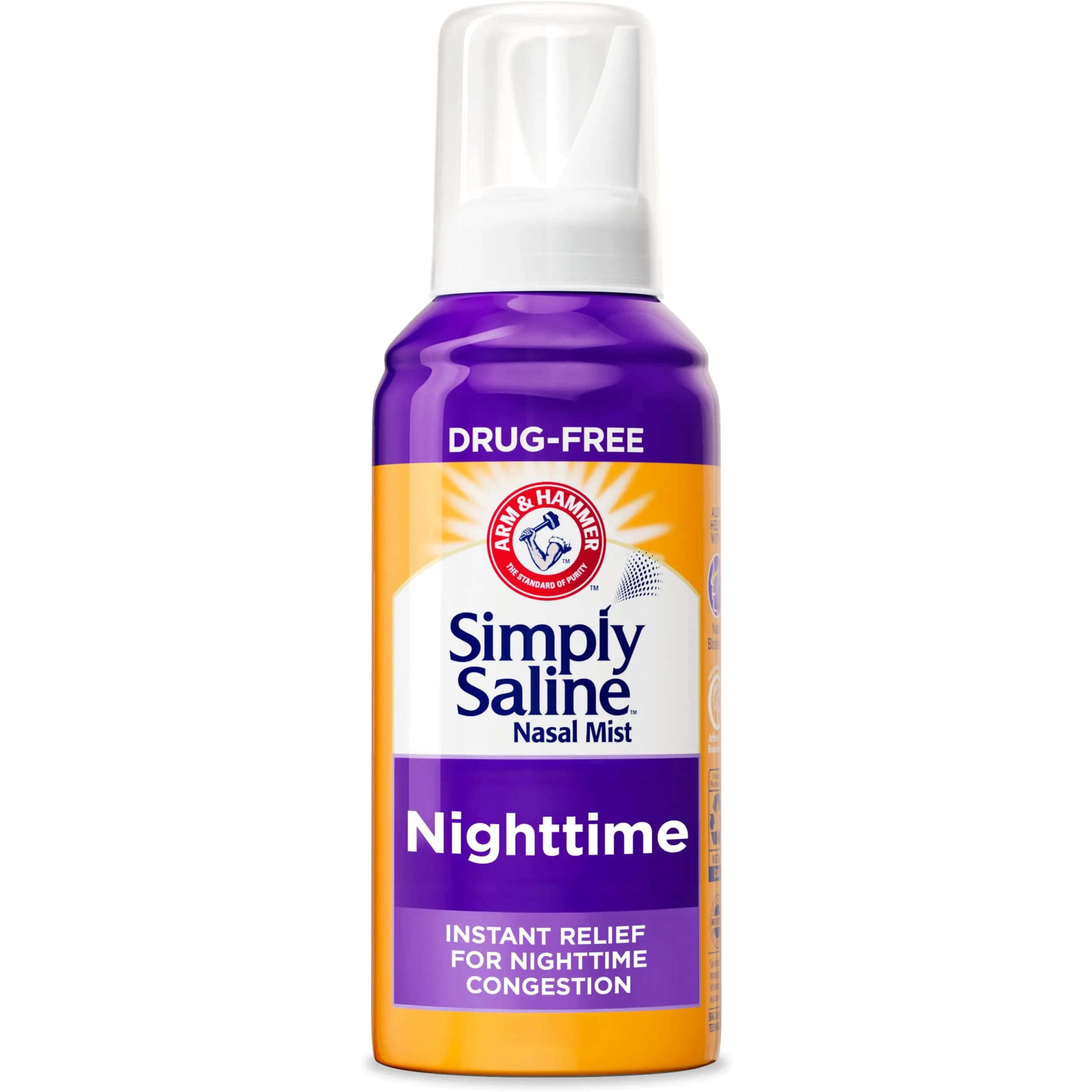 Arm & Hammer Simply Saline Nighttime Nasal Mist 4.6 oz | Drug-Free Congestion Relief for Better Sleep — No