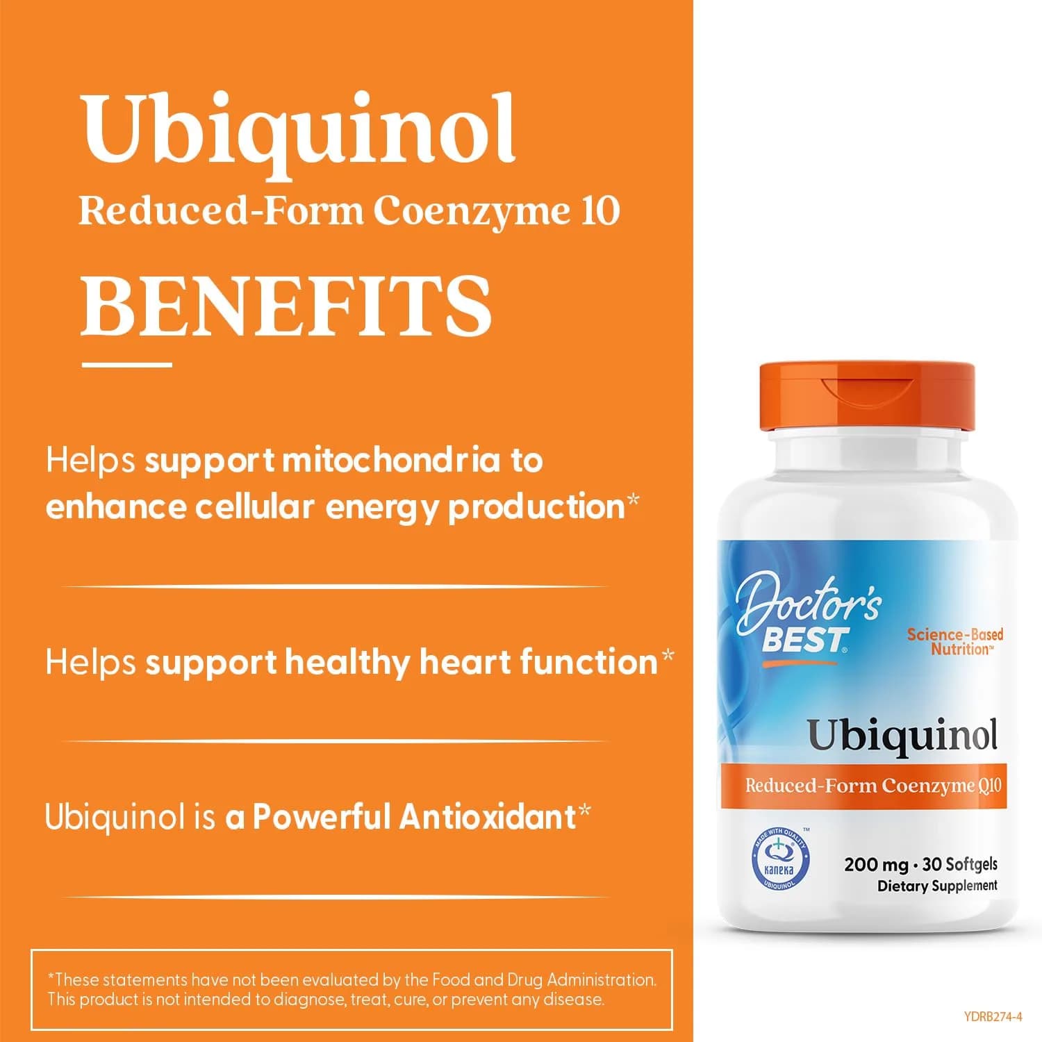 Doctor's BEST Kaneka Ubiquinol 200 mg Softgels (30 Count) | Heart Health & Antioxidant Support - view 2