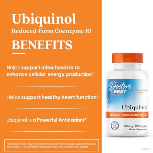 Doctor's BEST Kaneka Ubiquinol 200 mg Softgels (120 Count) | Heart Health & Antioxidant Support thumbnail 2