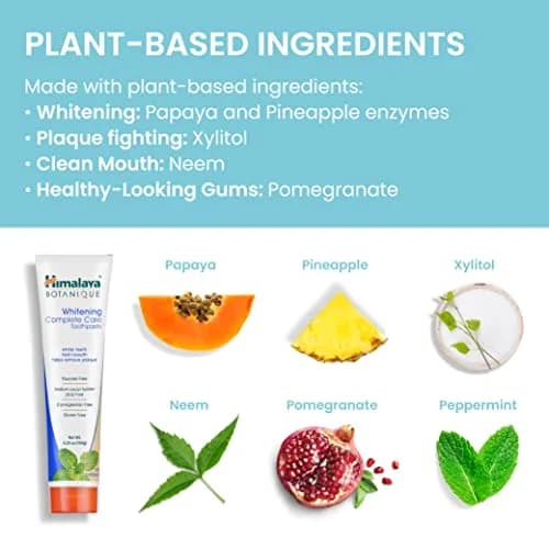 Himalaya Botanique Whitening Complete Care Toothpaste Peppermint 150g (5.29 oz) | Fluoride-Free Whitening & Plaque Control thumbnail 4
