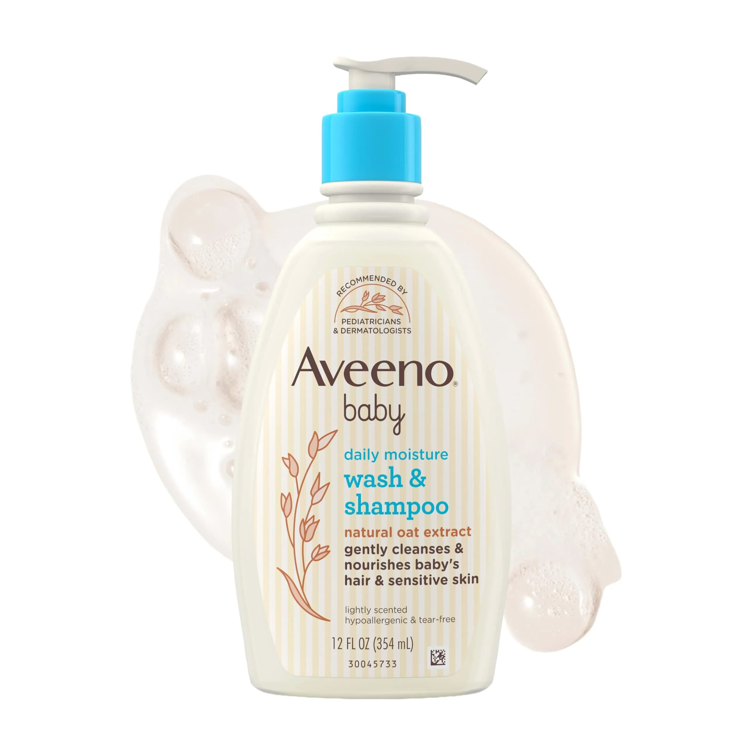 Aveeno Baby Daily Moisture Gentle Wash & Shampoo 354ml (12 Fl Oz) | Tear-Free & Hypoallergenic for Sensitive Skin - main product image