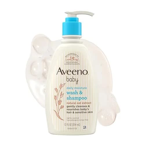 Aveeno Baby Daily Moisture Gentle Wash & Shampoo 354ml (12 Fl Oz) | Tear-Free & Hypoallergenic for Sensitive Skin thumbnail 1