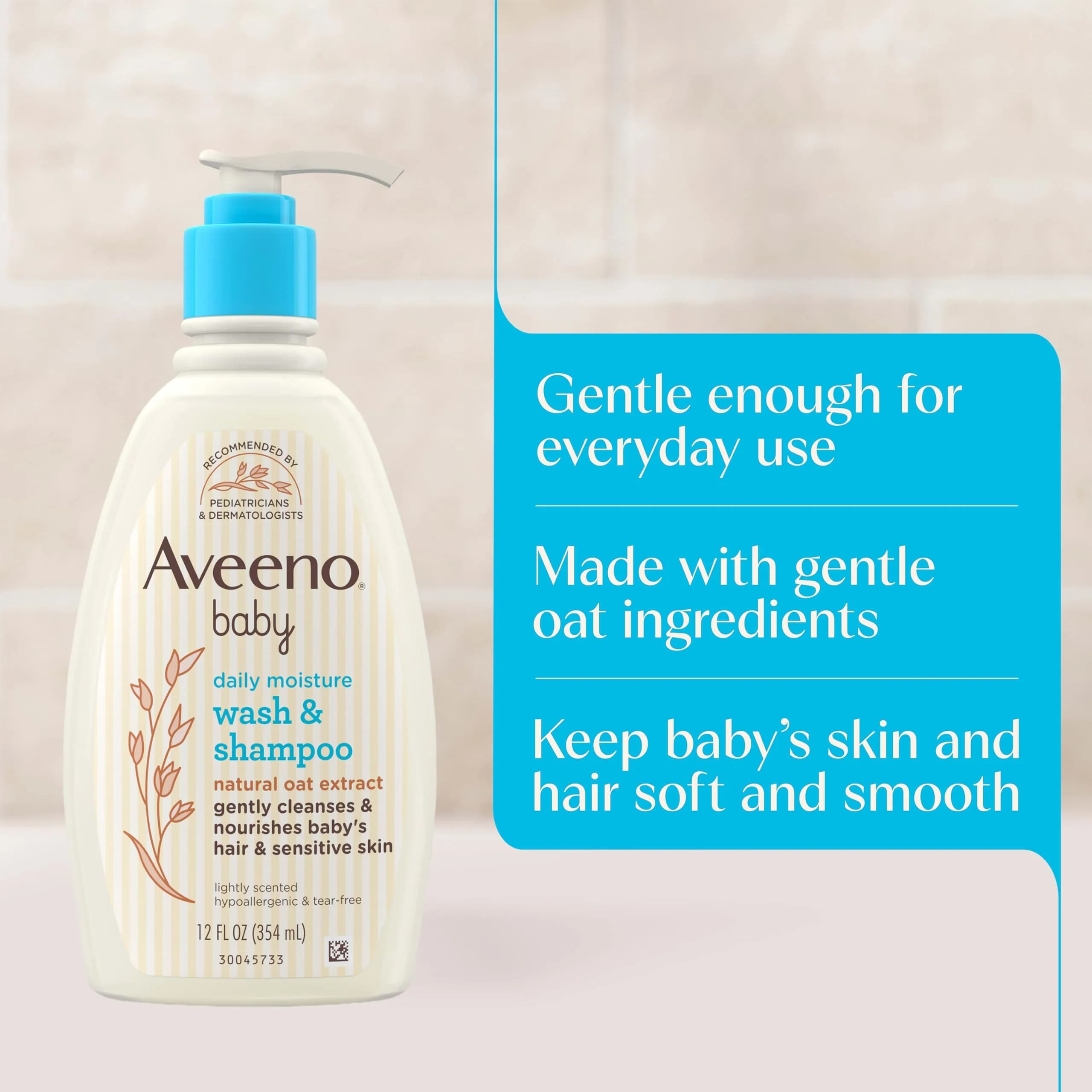 Aveeno Baby Daily Moisture Gentle Wash & Shampoo 354ml (12 Fl Oz) | Tear-Free & Hypoallergenic for Sensitive Skin - view 4