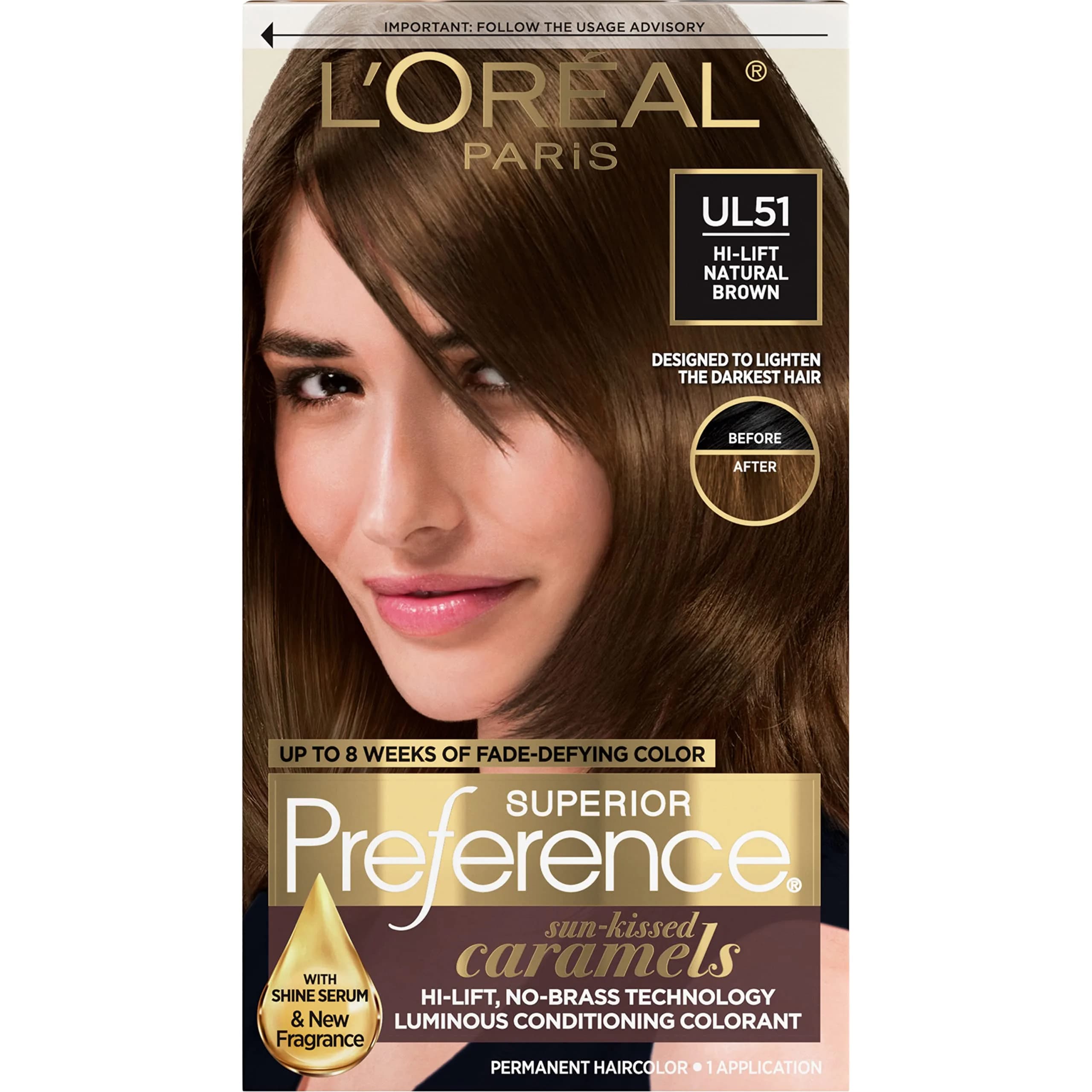 L'Oreal Paris Superior Preference Fade-Defying + Shine Permanent Hair Color UL51 Hi-Lift Natural Brown | Permanent Hair Color for Dimension - main product image