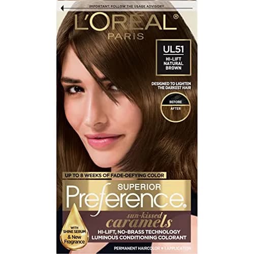 L'Oreal Paris Superior Preference Fade-Defying + Shine Permanent Hair Color UL51 Hi-Lift Natural Brown | Permanent Hair Color for Dimension thumbnail 1