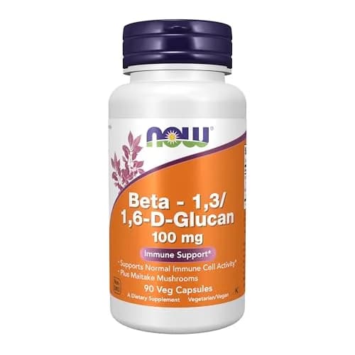 NOW Foods Beta 1,3/1,6- D-Glucan 100 mg with Maitake Mushrooms 90 Veg Capsules | Immune Support from USA thumbnail 1