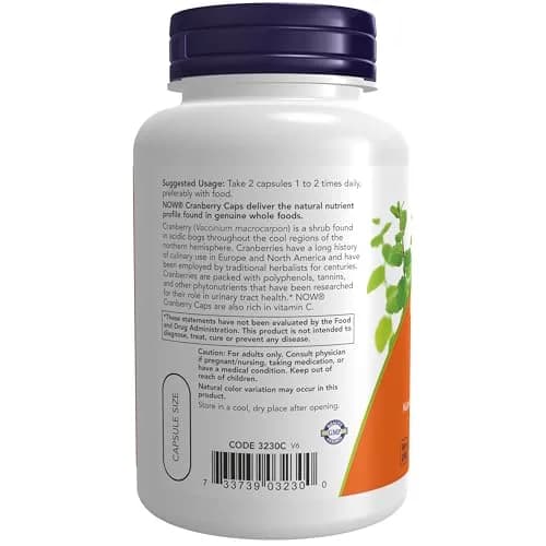 NOW Cranberry Caps with Vitamin C 100 Veg Caps | Urinary & Immune Support thumbnail 3