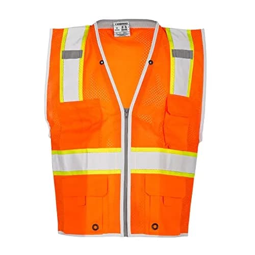 Kishigo Premium Brilliant Series Heavy Duty Unisex Safety Vest 1511 | ANSI Class 2, 6 Pockets, Orange, 3X thumbnail 4