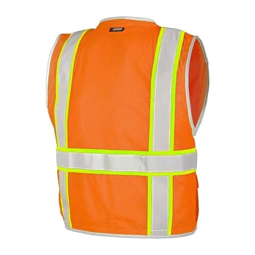 Kishigo Premium Brilliant Series Heavy Duty Unisex Safety Vest 1511 | ANSI Class 2, 6 Pockets, Orange, 3X thumbnail 2