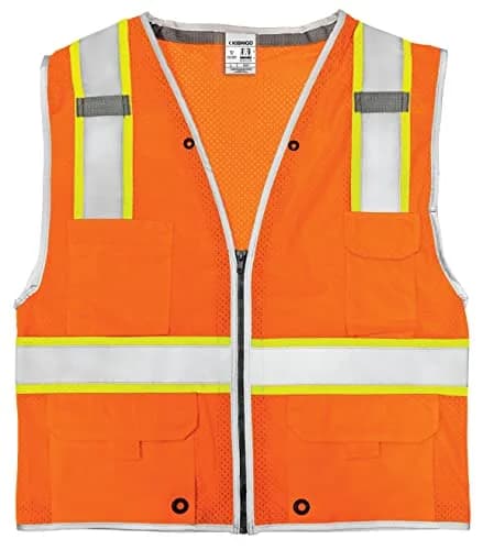 Kishigo Premium Brilliant Series Heavy Duty Unisex Safety Vest 1511 | ANSI Class 2, 6 Pockets, Orange, 3X thumbnail 3