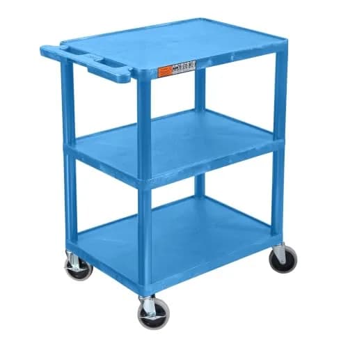 Luxor HE34-BU Utility Cart - 3 Shelves Structural Foam Plastic | Durable Office & Classroom Organizer thumbnail 1