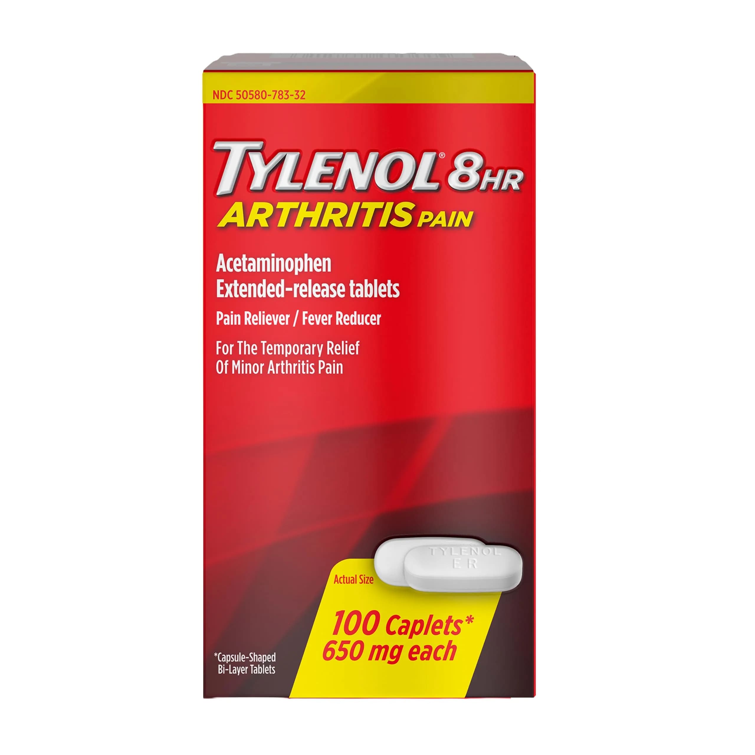 Tylenol 8 Hour Arthritis Pain Relief Extended Release Caplets 100 Count | Doctor Recommended OTC Pain Relief - main product image
