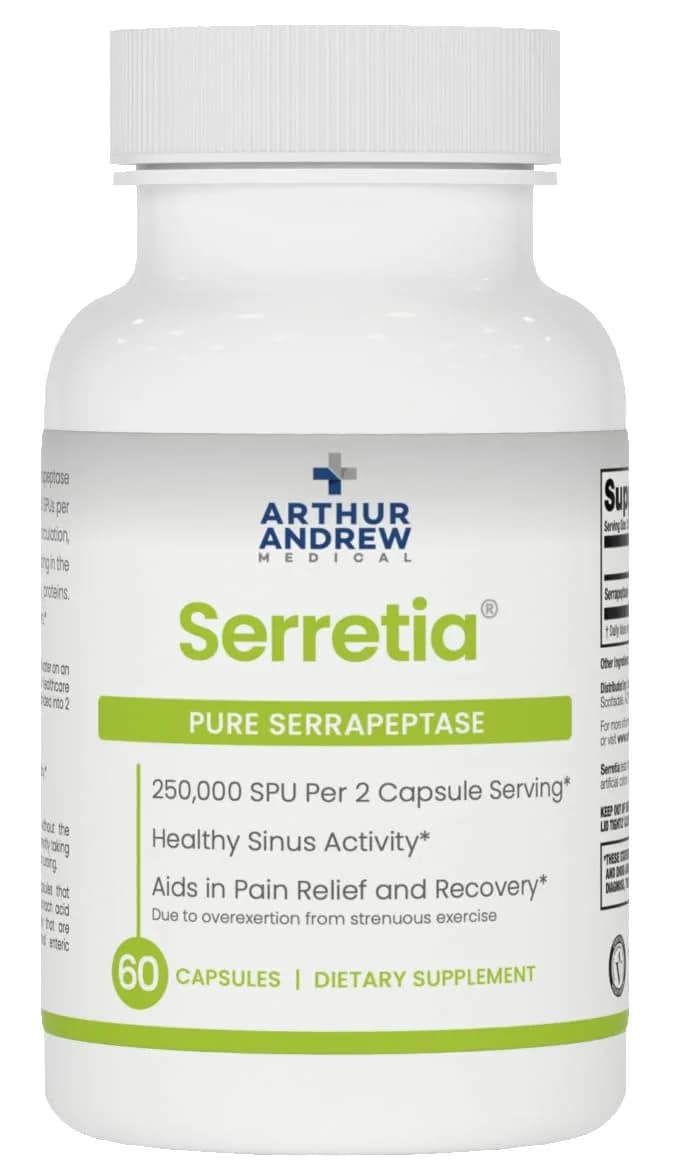 Arthur Andrew Medical Serretia 60 Capsules | Pure Serrapeptase Enzyme for Recovery & Sinus Support
