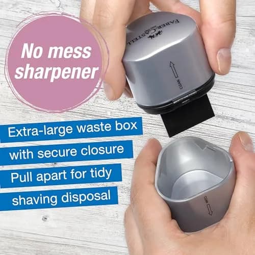 Faber-Castell Grip Trio Pencil Sharpener Rose Shadows | 3-in-1 Manual Sharpener for Graphite, Color, Jumbo Pencils thumbnail 4
