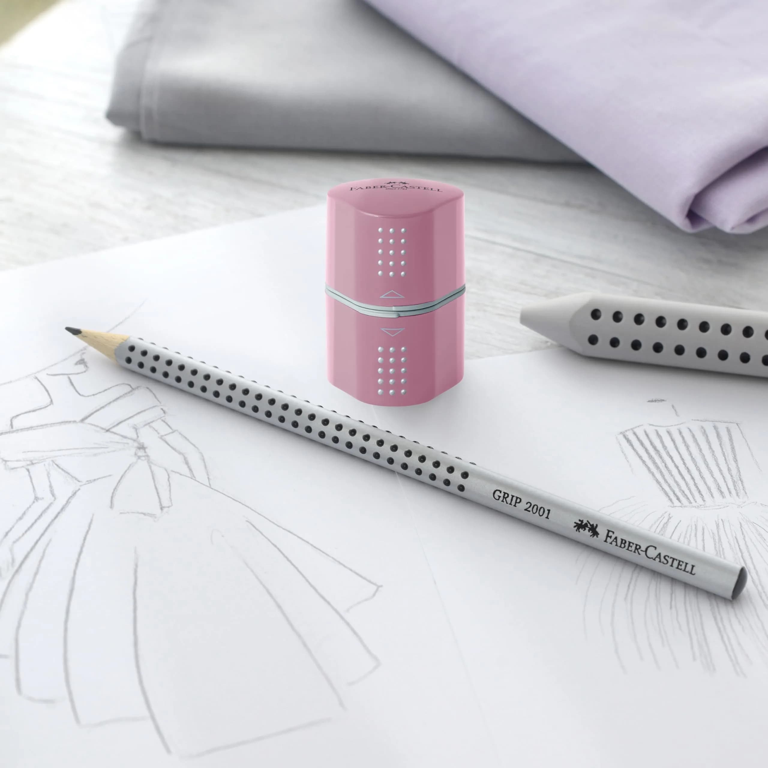 Faber-Castell Grip Trio Pencil Sharpener Rose Shadows | 3-in-1 Manual Sharpener for Graphite, Color, Jumbo Pencils - view 7