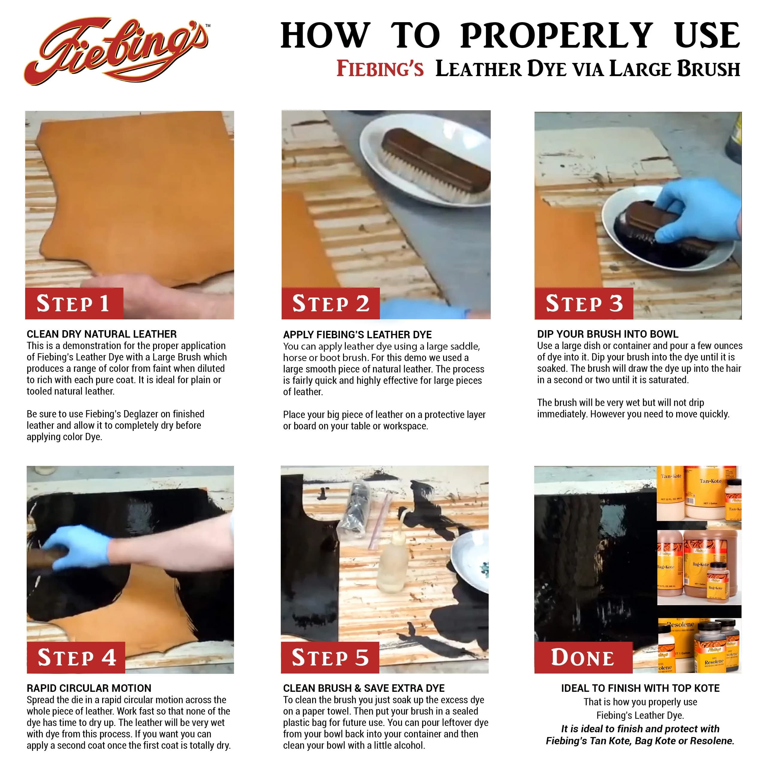Fiebing's Leather Dye 4oz Light Tan - Alcohol-Based Penetrating Dye for Leather & Wood - view 4