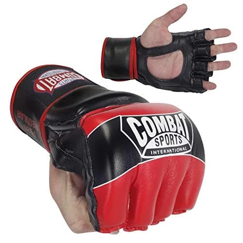 Combat Sports Pro Style Grappling MMA Gloves (Black, Medium) | Open-Palm, 5oz, Synthetic Leather thumbnail 7