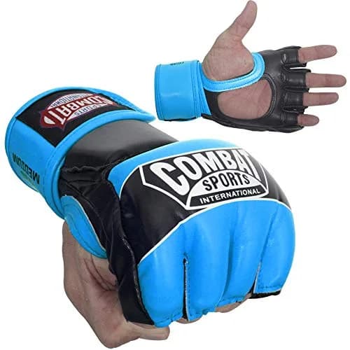 Combat Sports Pro Style Grappling MMA Gloves (Black, Medium) | Open-Palm, 5oz, Synthetic Leather thumbnail 9