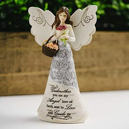 Pavilion Elements Godmother Angel Figurine 6-Inch (15.24 cm) | Holding Basket of Flowers, You are My Angel Here on Earth thumbnail 6