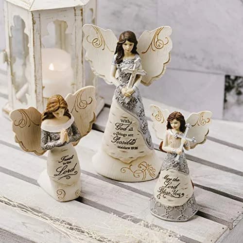 Pavilion Elements Faith Angel Figurine 16.51 cm (6.5-Inch) Holding Cross | Religious Home Décor Accent thumbnail 4