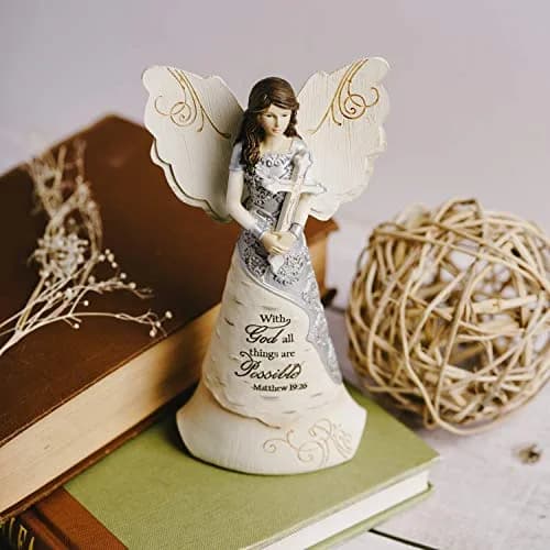 Pavilion Elements Faith Angel Figurine 16.51 cm (6.5-Inch) Holding Cross | Religious Home Décor Accent thumbnail 3