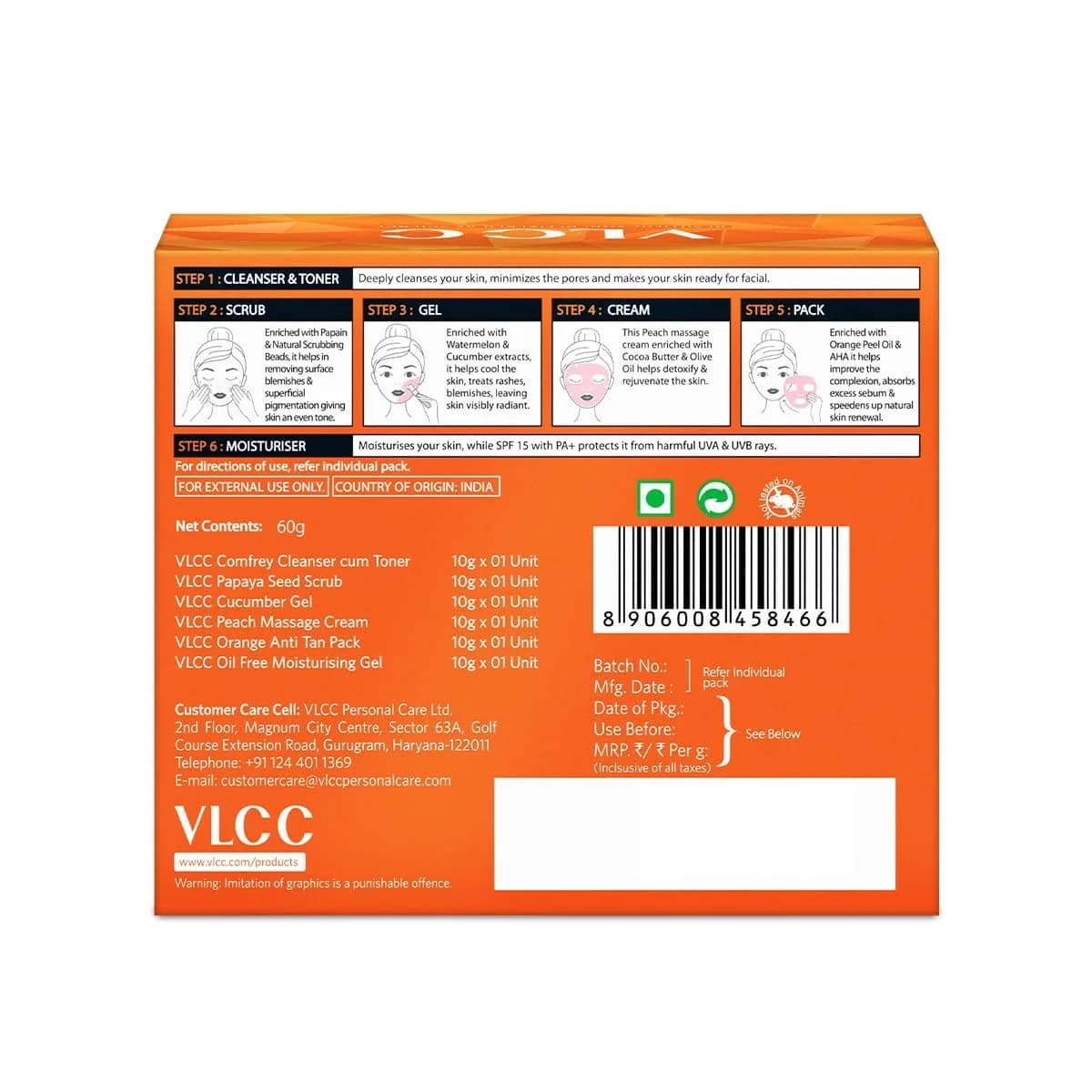 VLCC Papaya Fruit Single Facial Kit 60ml (2.03 Fl Oz) | Hydrates and Brightens Skin - view 9