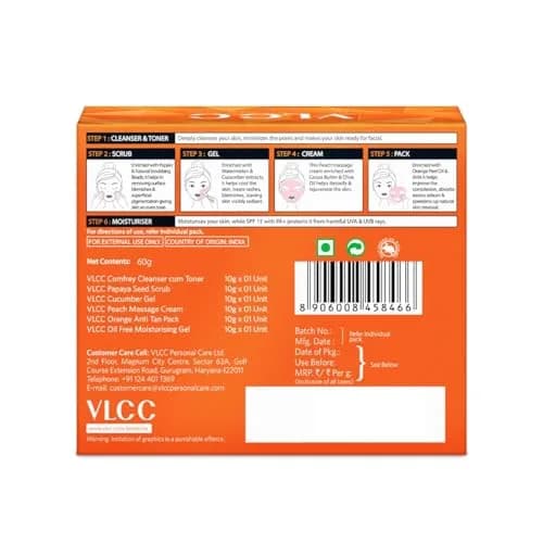 VLCC Papaya Fruit Single Facial Kit 60ml (2.03 Fl Oz) | Hydrates and Brightens Skin thumbnail 9