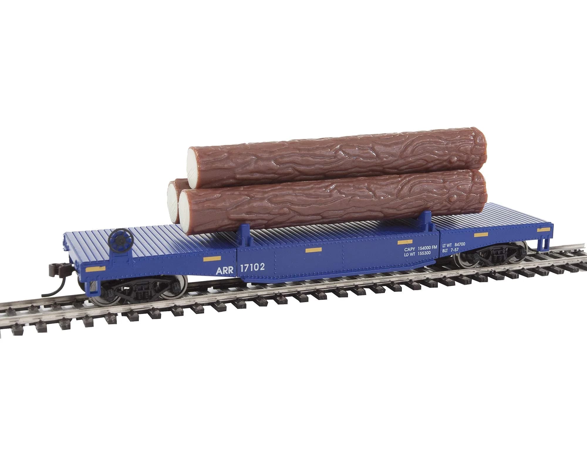Walthers Trainline Log Dump Car HO Scale Model Railroad - Alaska Railroad #17102 | 1:87 Scale Model - main product image