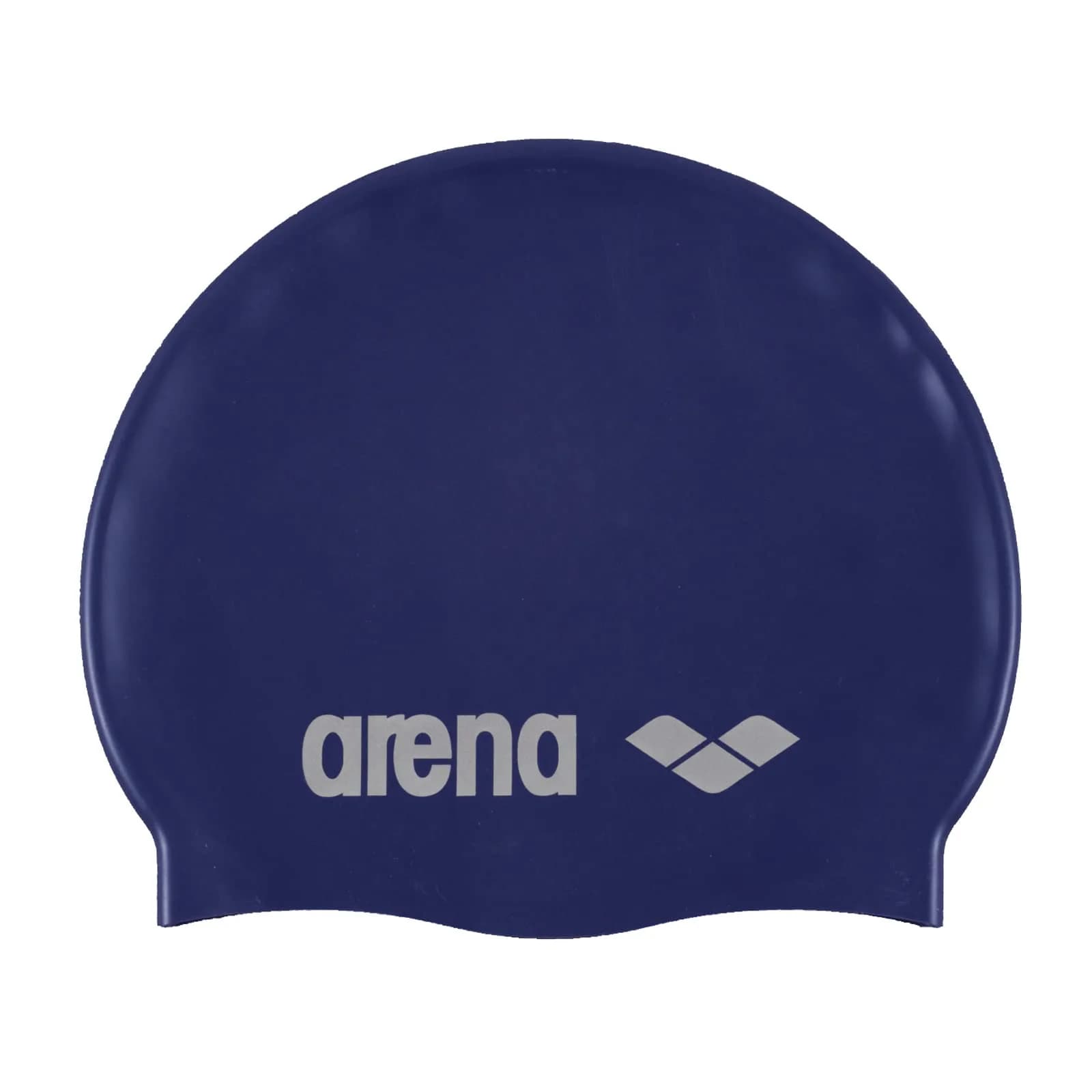 Arena Classic Unisex Soft Silicone Swim Cap for Women and Men, Intensive Training and Racing Comfortable Non-Slip Long Hair Swimming Hat, Fluorescent Red — Denim/Silver