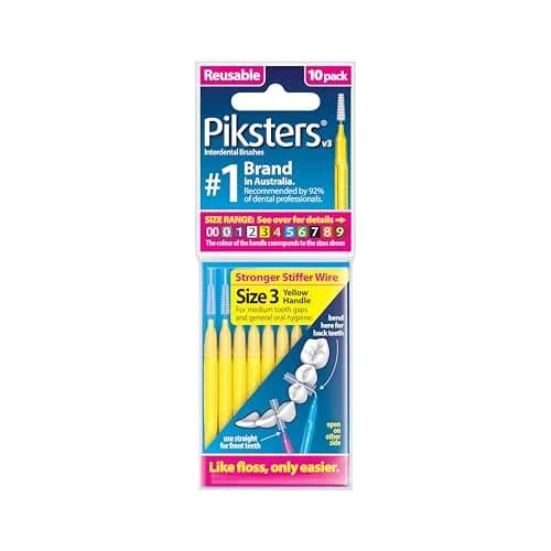 Piksters Interdental Brush Size 3 Yellow (10 Pack) | Medium Gaps, Reusable, USA Import thumbnail 1